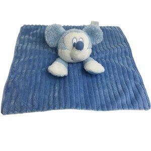 Disney My First Mickey Mouse Blue Plush Lovey Security Blanket Rattle Corduroy